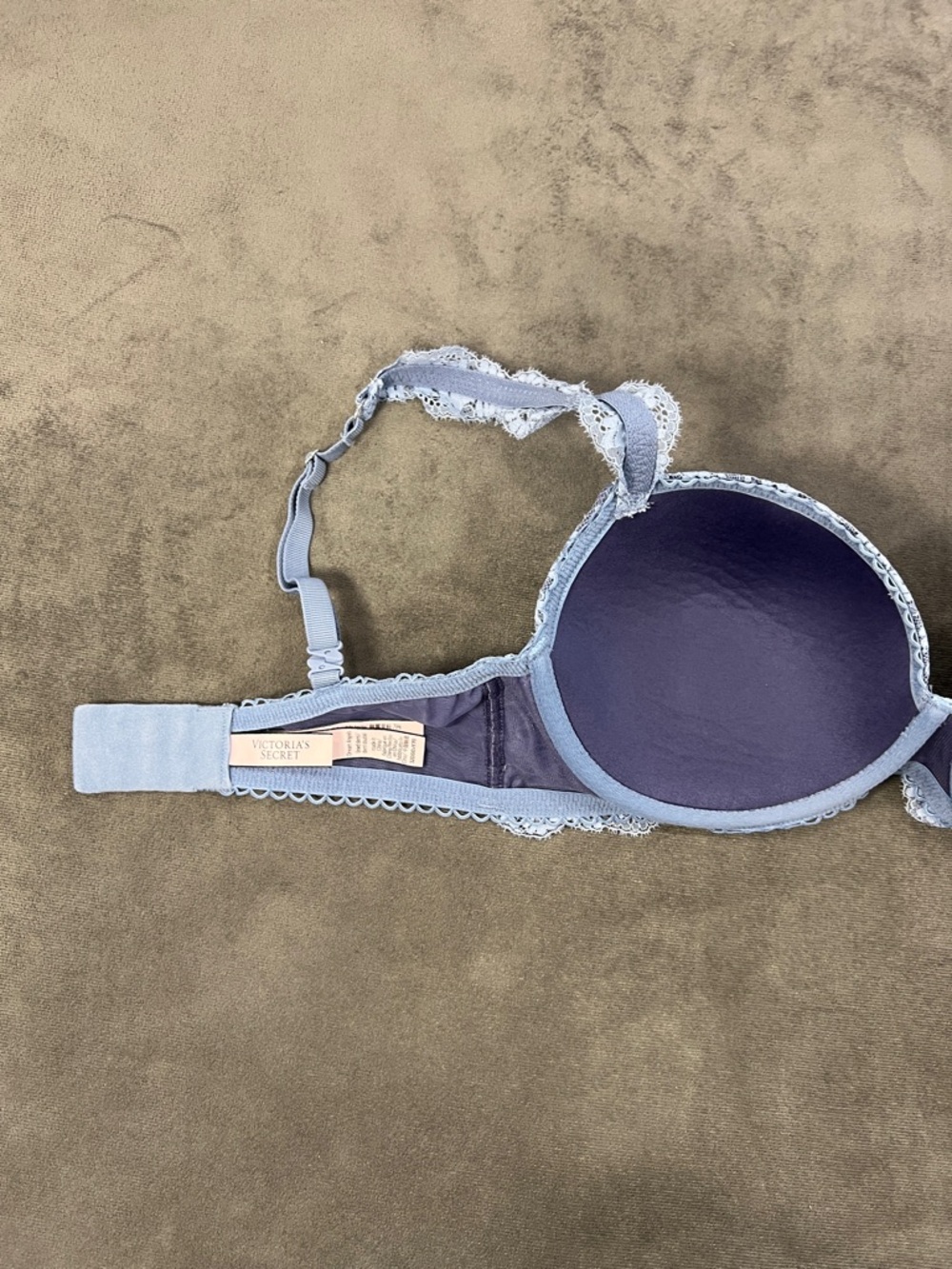 Victoria's Secret Dusty Blue Lace Dream Angels Lined Demi Push-Up Bra 32DDD - Picture 10 of 12